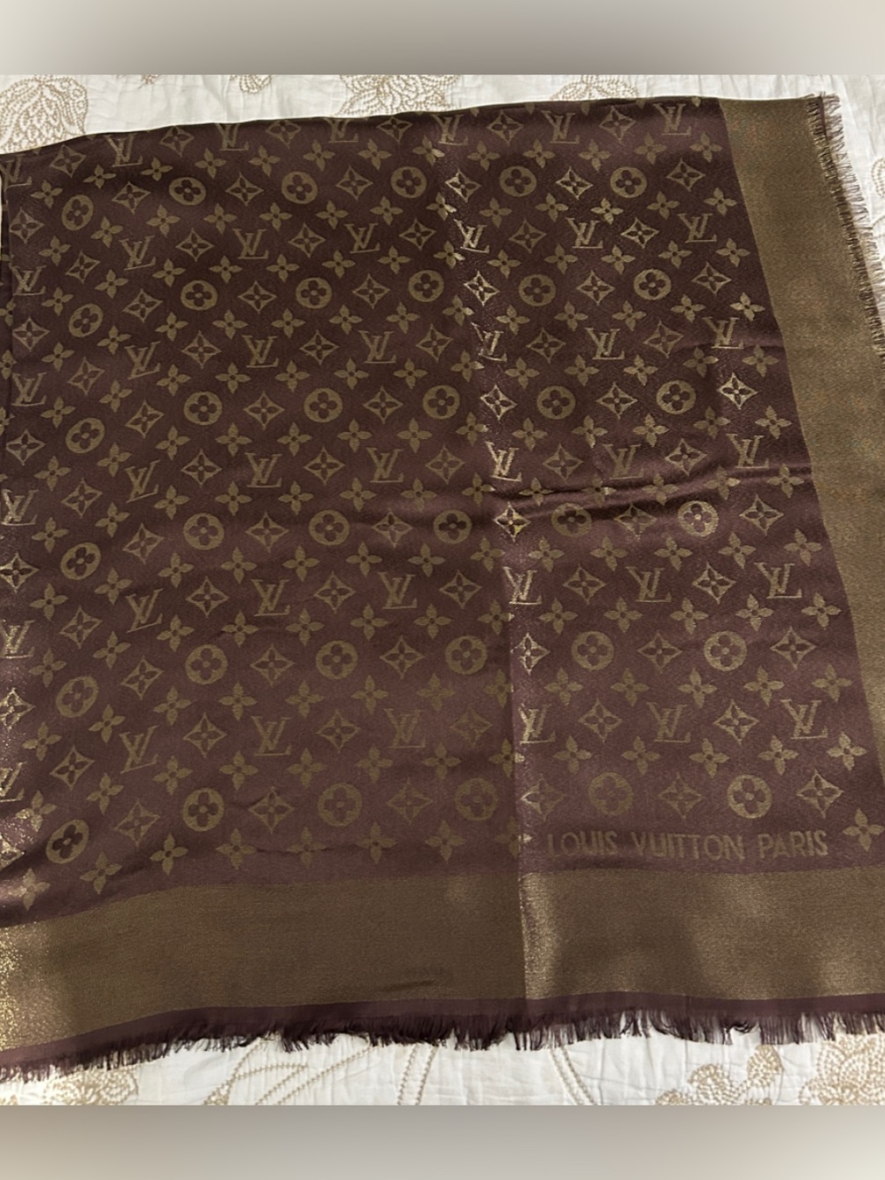 Louis Vuitton new without tags wool and Silk Brown Monogram Long Scarf - Picture 3 of 11